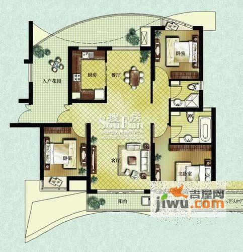 天鸿君邑3室2厅2卫140㎡户型图