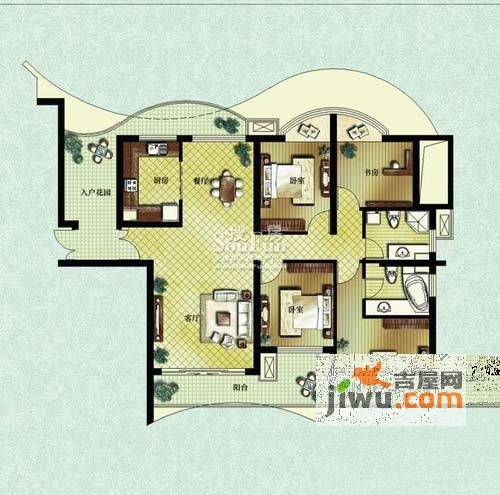 天鸿君邑4室2厅2卫166㎡户型图