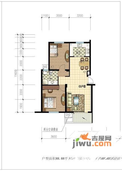 江南文苑普通住宅89㎡户型图