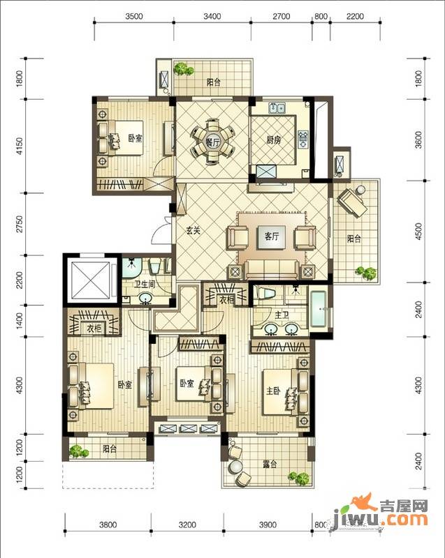 坤和西溪里4室2厅2卫178㎡户型图