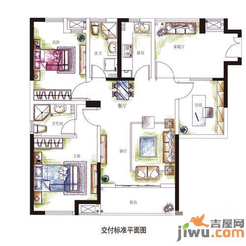 中赢时代风景3室2厅2卫117.3㎡户型图