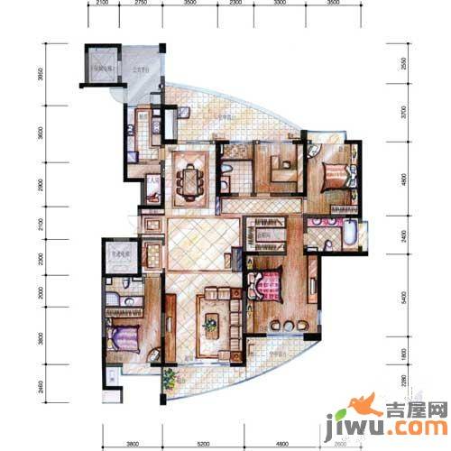 绿都湖滨花园4室2厅2卫247㎡户型图