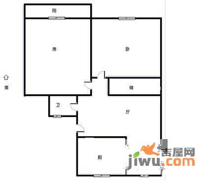 绿都湖滨花园2室1厅1卫户型图