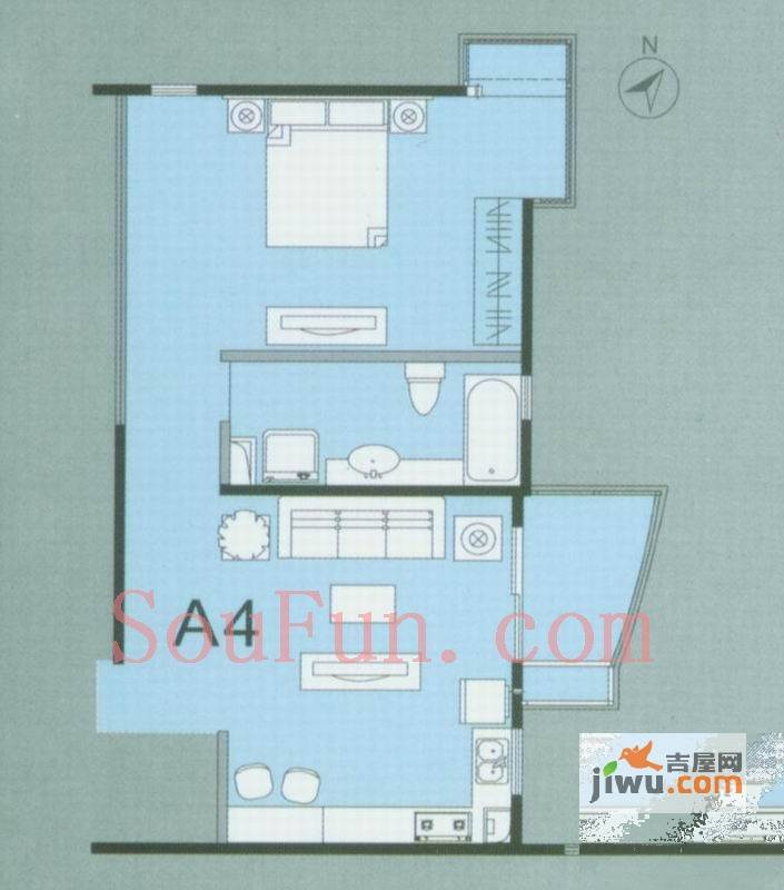 福雷德广场1室1厅1卫71㎡户型图