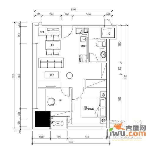 福雷德广场2室2厅1卫户型图