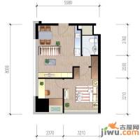 福雷德广场2室2厅1卫58.7㎡户型图