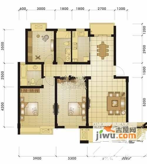 金世纪星运丽园3室2厅2卫户型图