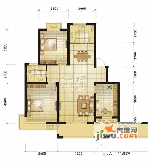 金世纪星运丽园3室2厅1卫户型图