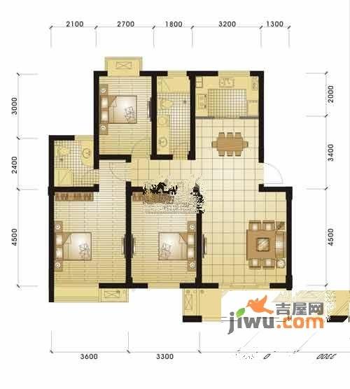 金世纪星运丽园3室2厅2卫户型图