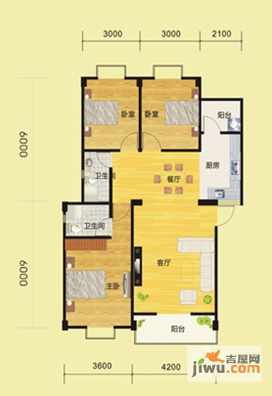 景泰嘉园
                                                            3房2厅2卫
