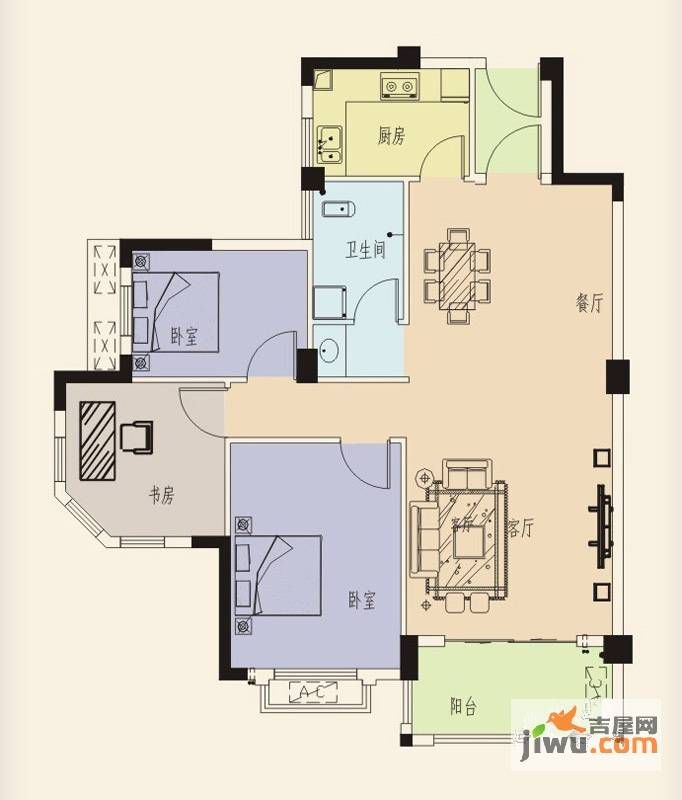 维纳阳光3室2厅1卫99.3㎡户型图