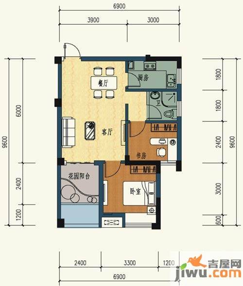 金龙百灵景都2室1厅1卫71㎡户型图