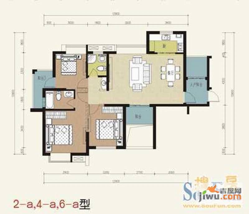 金龙百灵景都3室2厅2卫132㎡户型图