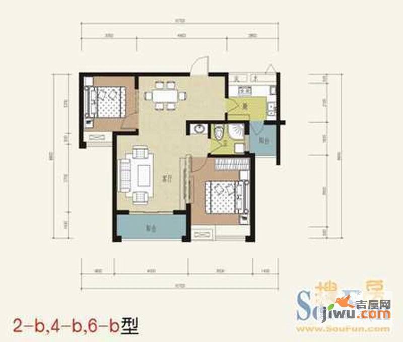 金龙百灵景都普通住宅91.8㎡户型图