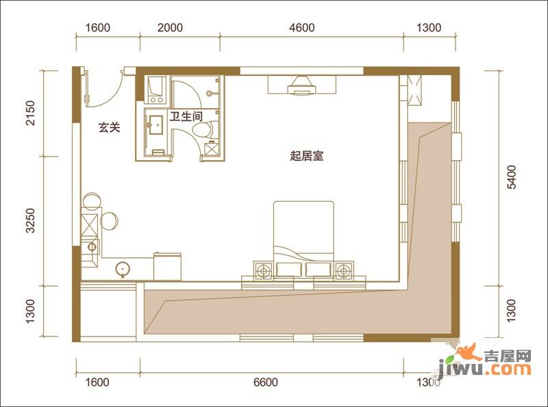 万科金域华府1室0厅1卫55㎡户型图