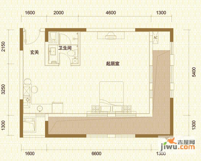 万科金域华府1室1厅1卫57㎡户型图