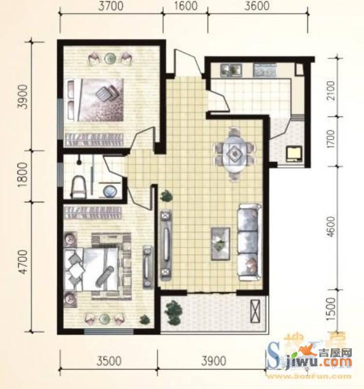 锦湖金利花园3室2厅2卫138㎡户型图