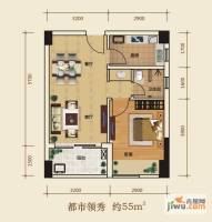 广电江湾新城1室1厅1卫55㎡户型图