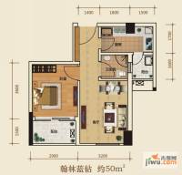 广电江湾新城1室1厅1卫50㎡户型图