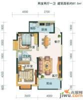 佳阳公园一号2室2厅1卫87.5㎡户型图