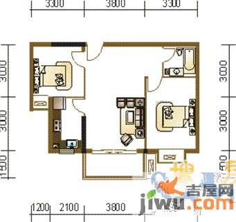 东港国际广场2室1厅1卫70㎡户型图