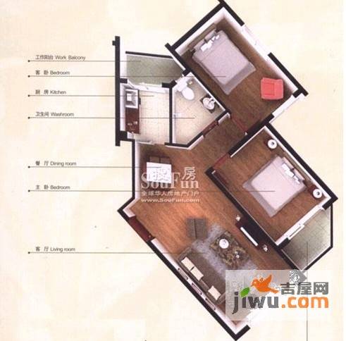 东港国际广场2室2厅0卫户型图