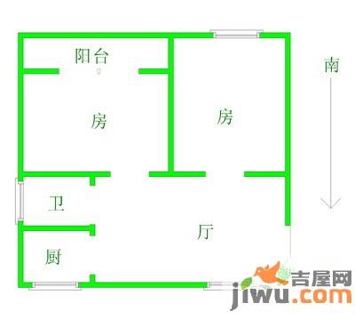 中大长江紫都三期2室2厅1卫98㎡户型图