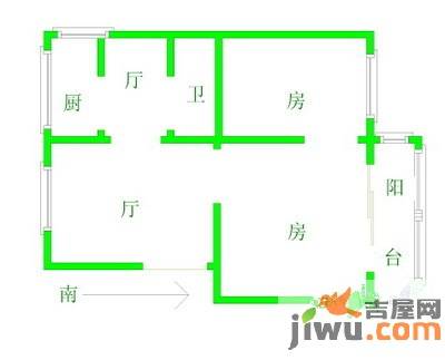 中大长江紫都三期2室2厅1卫98㎡户型图