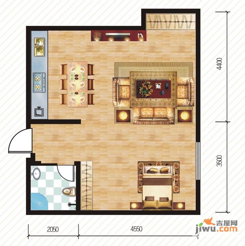 谷方1室1厅1卫71.2㎡户型图