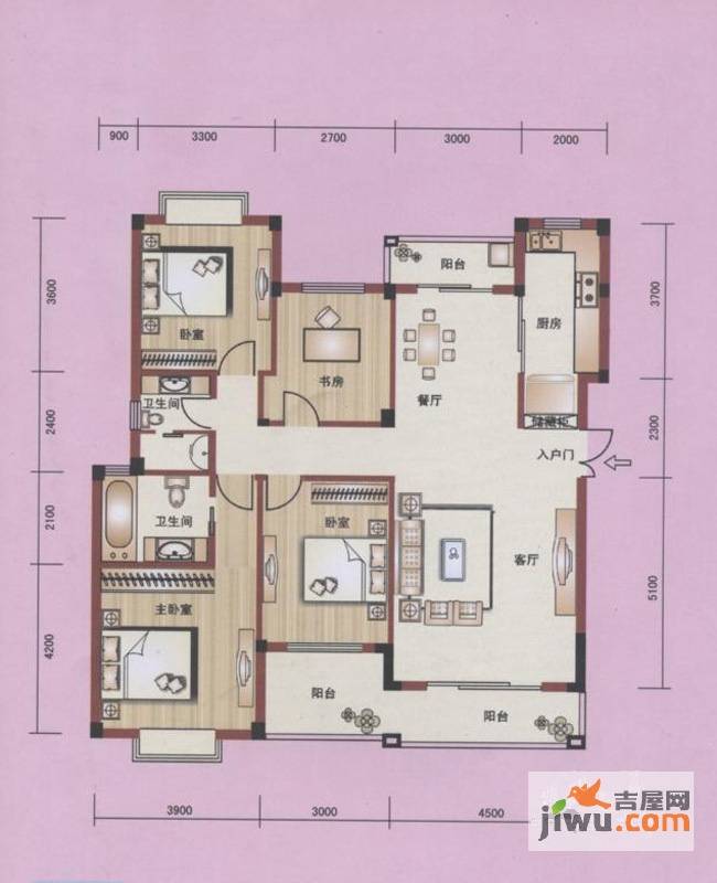 南国明珠芯片人社区4室2厅2卫147.6㎡户型图