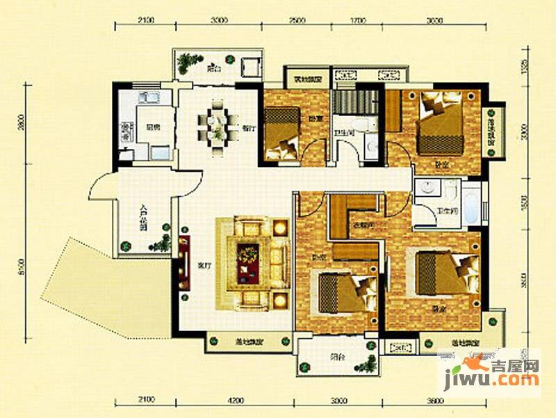 兰亭熙园4室2厅2卫135㎡户型图