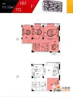 汉飞向上城3室2厅2卫111.1㎡户型图