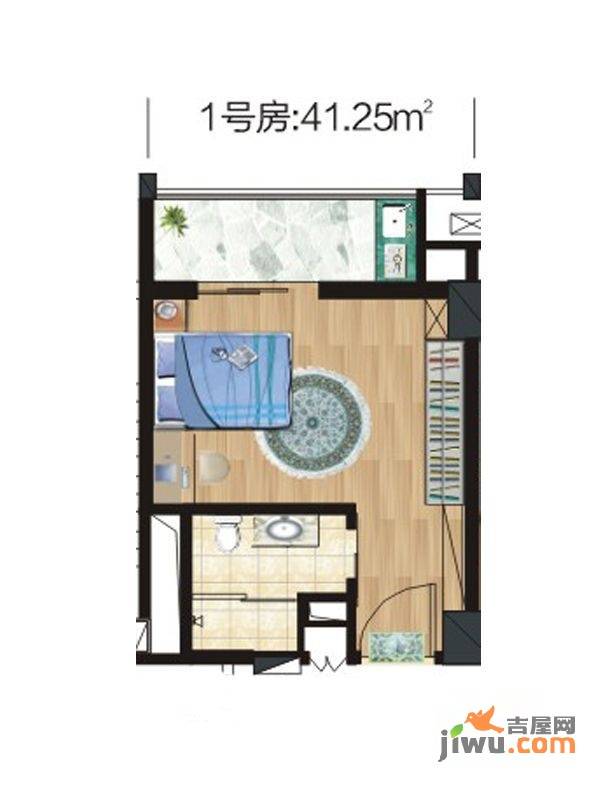 九坤秦南都汇1室1厅1卫41.3㎡户型图