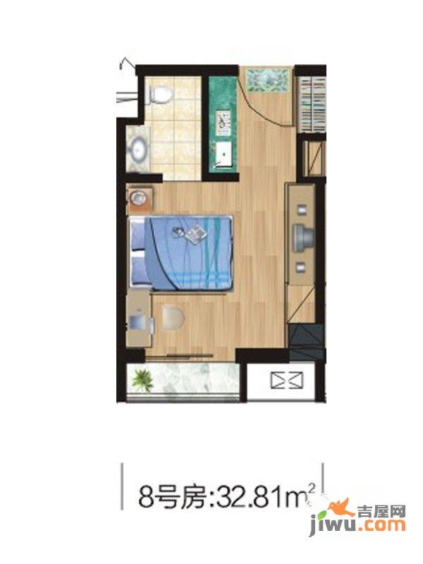 九坤秦南都汇1室1厅1卫32.8㎡户型图