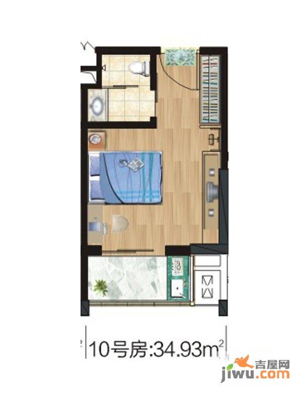 九坤秦南都汇1室1厅1卫34.9㎡户型图