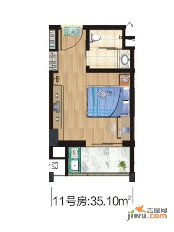 九坤秦南都汇1室1厅1卫35.1㎡户型图