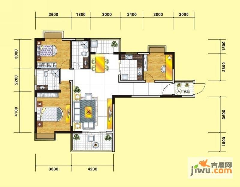 新城俊园3室2厅2卫128.1㎡户型图