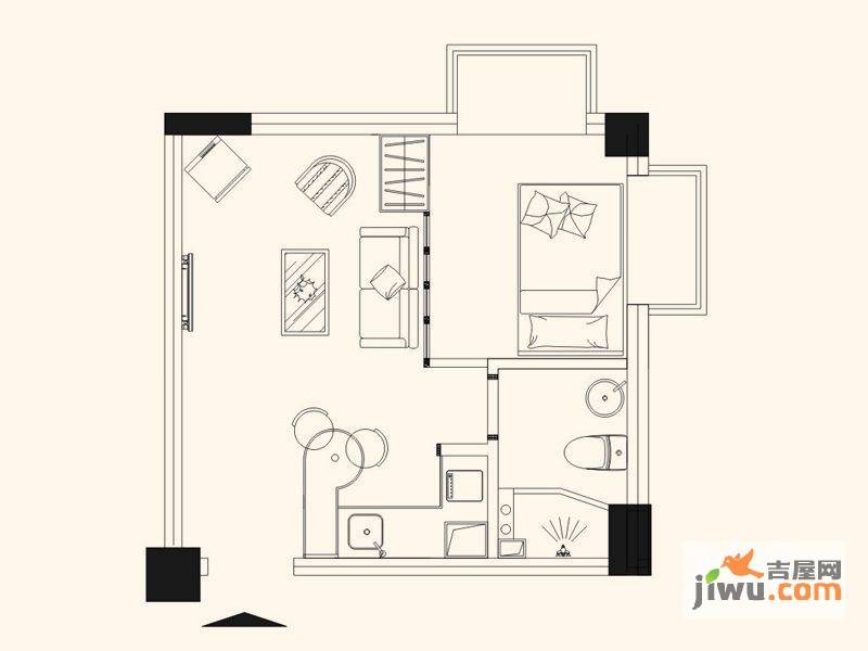 bobo城1室1厅1卫40.1㎡户型图