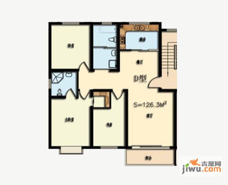 光谷润园3室2厅2卫126.3㎡户型图