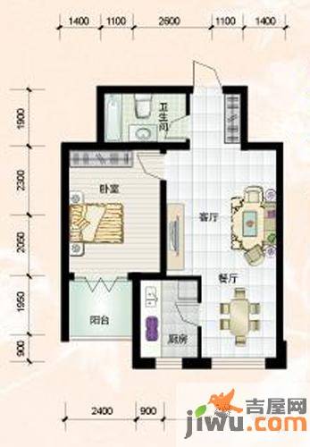 瑜芳园1室1厅1卫户型图