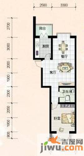 瑜芳园1室1厅1卫户型图