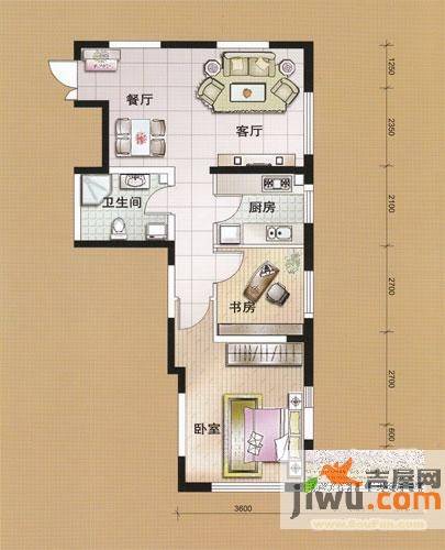 东海云天2室2厅1卫80.4㎡户型图