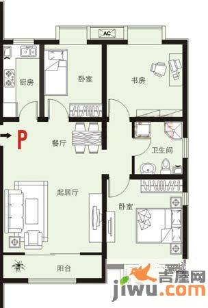 宝利新都汇3室2厅1卫户型图