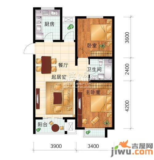 盛星东海岸2室1厅1卫93㎡户型图