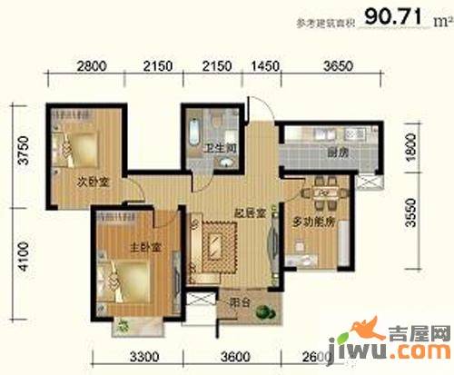 盛星东海岸3室1厅1卫90.7㎡户型图