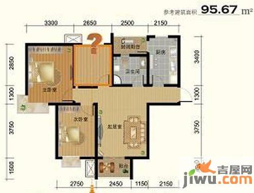 盛星东海岸3室1厅1卫95.7㎡户型图