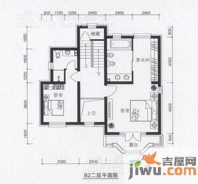 团泊湖庭院2室0厅1卫户型图