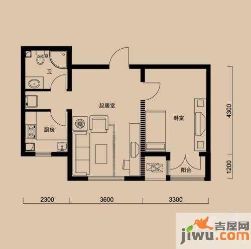 领世达观1室1厅0卫63㎡户型图