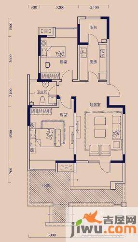 领世达观2室1厅1卫89.9㎡户型图