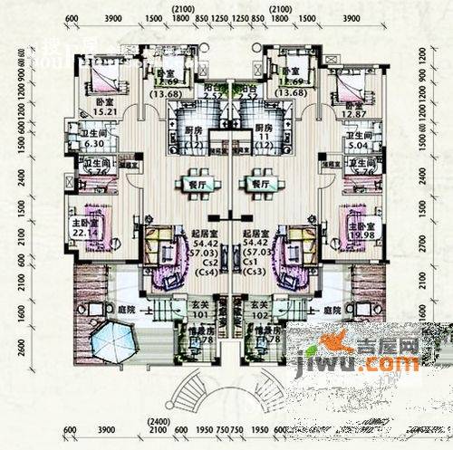 洛卡小镇3室2厅2卫142.2㎡户型图